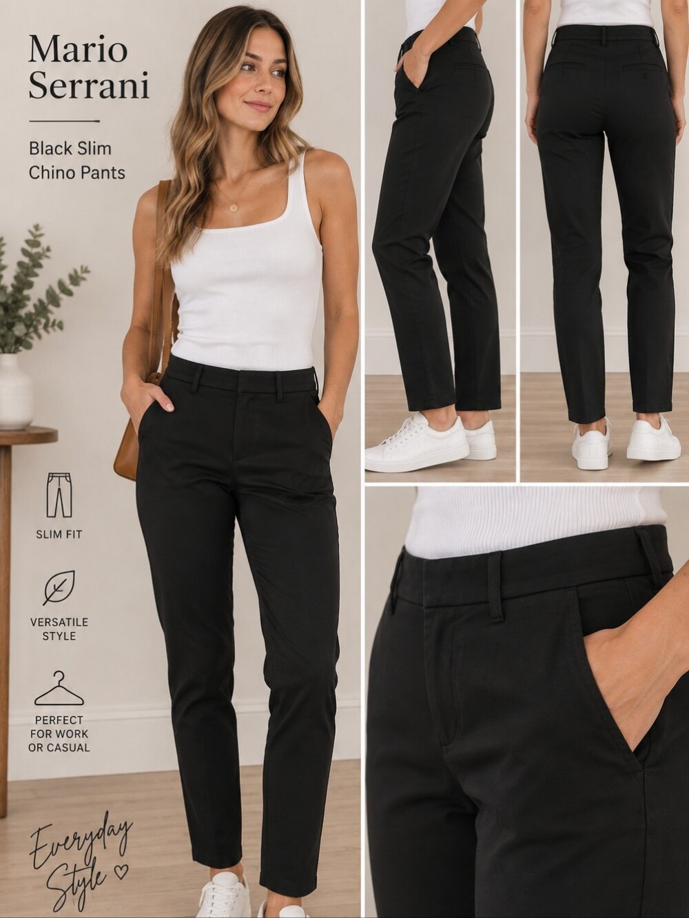 Mario Serrani Women’s Black Slim Ankle Pants Size S